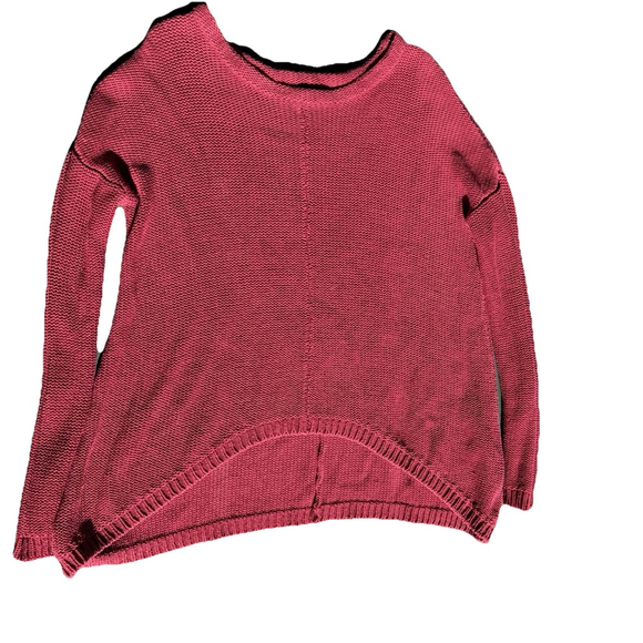 Red Knit Oversized Sweater with Skull Motif A5 Unknown Size Fits Like S - Picture 4 of 4